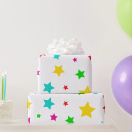 Enkelt färgstark framljusstjärna Mönster Presentpapper