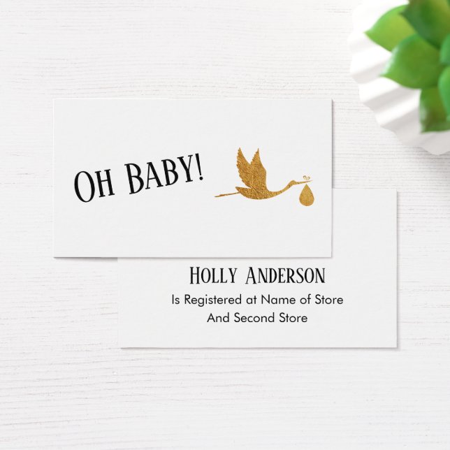 Enkelt Faux Guld Stork Gift-register Visitkort (Skivbord)