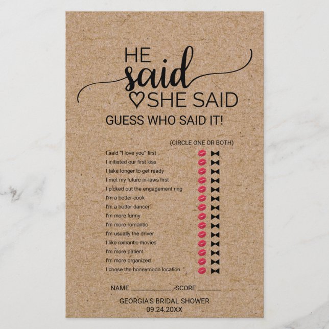 Enkelt fejk-Kraft Hon sa han sa spel (Framsida)