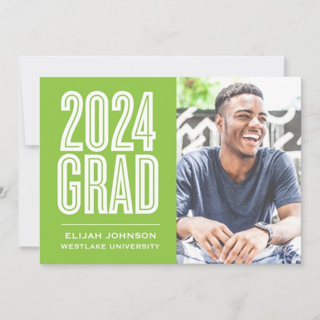 ENKELT FET 2024 GRAD PHOTO STUDENTEN INVITATION INBJUDNINGAR (Framsida)