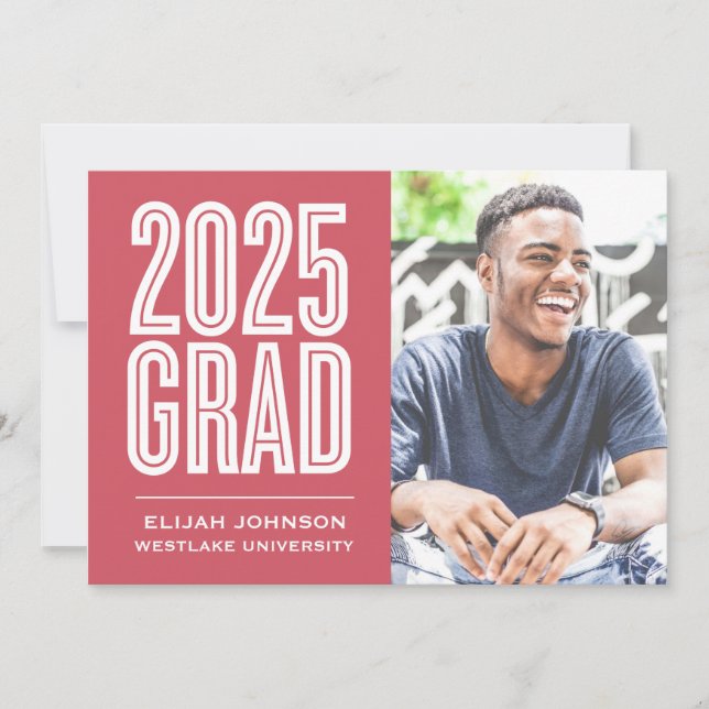 ENKELT FET 2025 GRAD PHOTO STUDENTEN INVITATION INBJUDNINGAR (Framsida)