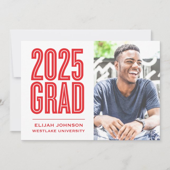 ENKELT FET 2025 GRAD PHOTO STUDENTEN INVITATION INBJUDNINGAR (Framsida)
