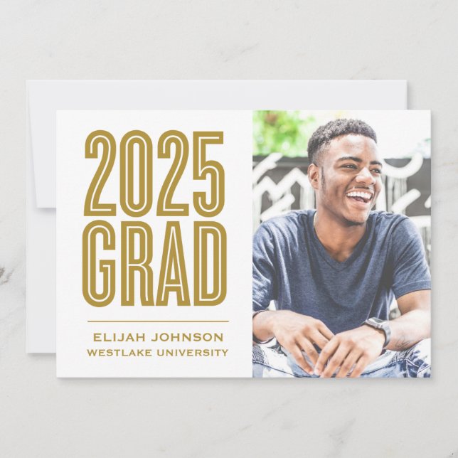 ENKELT FET 2025 GRAD PHOTO STUDENTEN INVITATION INBJUDNINGAR (Framsida)