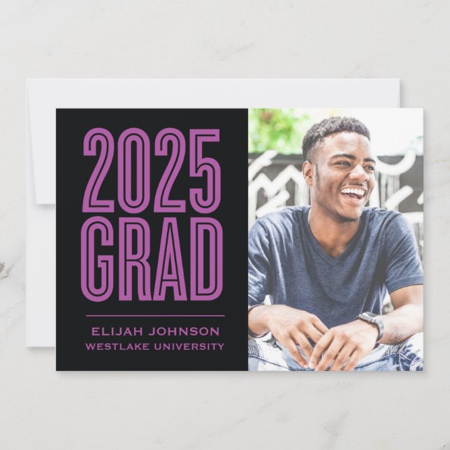 ENKELT FET 2025 GRAD PHOTO STUDENTEN INVITATION INBJUDNINGAR (Framsida)