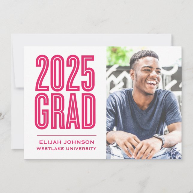 ENKELT FET 2025 GRAD PHOTO STUDENTEN INVITATION INBJUDNINGAR (Framsida)