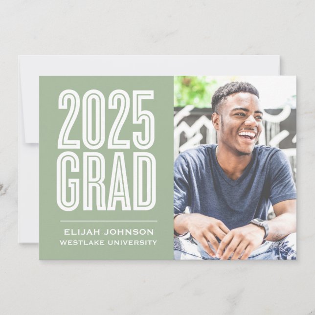 ENKELT FET 2025 GRAD PHOTO STUDENTEN INVITATION INBJUDNINGAR (Framsida)