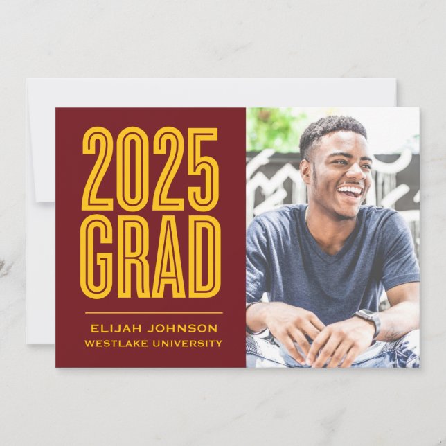 ENKELT FET 2025 GRAD PHOTO STUDENTEN INVITATION INBJUDNINGAR (Framsida)