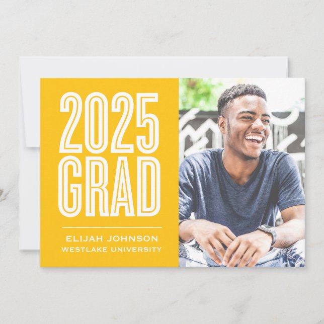 ENKELT FET 2025 GRAD PHOTO STUDENTEN INVITATION INBJUDNINGAR (Framsida)