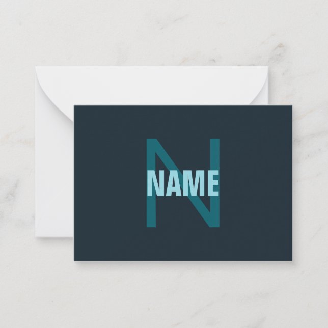 Enkelt fet Anpassade Monogrammed Namn Anteckningskort (Framsida)