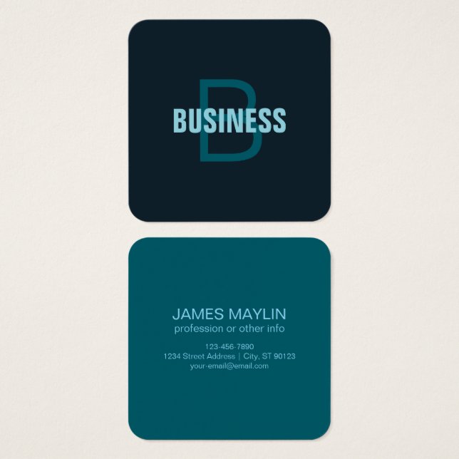 Enkelt fet Anpassade Monogrammed Namn Fyrkantigt Visitkort (Framsida & baksida)