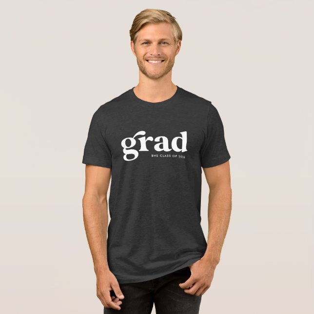 Enkelt fet återtro grad vit studenten t shirt (Framsida Full)