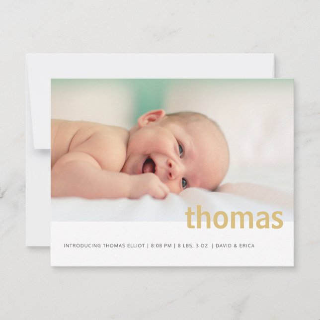Enkelt fet Namn Photo Baby-meddelande Meddelande (Framsida)