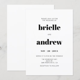 Enkelt fet Serif Bröllop Inbjudningar