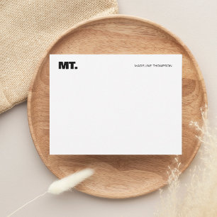 Enkelt fet tvågradig typografi av monogram anteckningskort