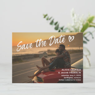 Enkelt fet typografi Heart Modern Bröllop Spara Datumet