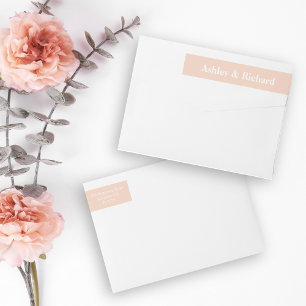 Enkelt fet typografi persika rosa bröllop etikettband