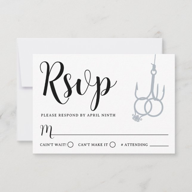 Enkelt fiske Krok Bröllop Ringar OSA kort Black (Framsida)