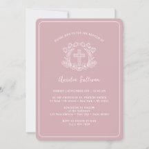 Enkelt Floral Cross på rosa Baptism