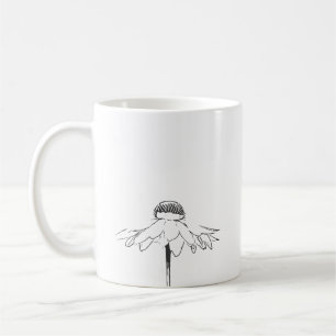 Enkelt Flower Line Teckning i svartvitt Kaffemugg