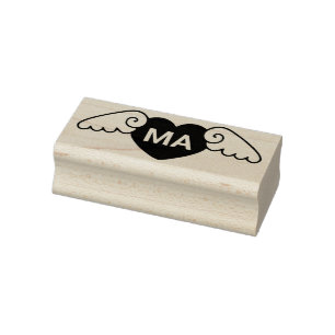 Enkelt flygande Kärlek Heart Monogrammed Initialer Stämpel