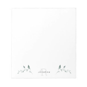 Enkelt Foliage Monogram Anteckningsblock