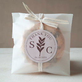 Enkelt Foliage TerracottaWedding Favor Monogram Runt Klistermärke