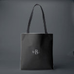 Enkelt för Bridesmaid Monogram Black Tygkasse<br><div class="desc">Monogram Tote. Bridesmaid-gåva. Svart bakgrund. Grått monogram.</div>