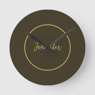 Enkelt för den moderna Guld-Färg-calligrafiklätten Rund Klocka