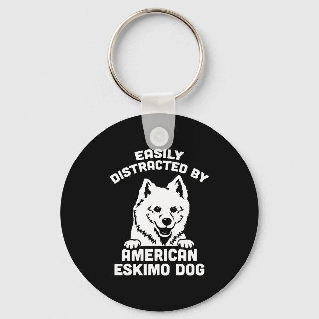 Enkelt fördelad av amerikanska eskimo Hundar Nyckelring (Framsida)
