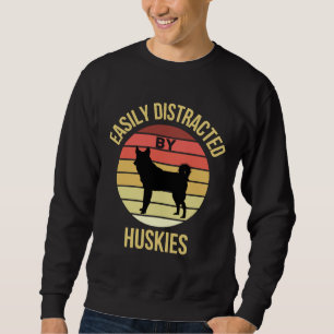 Enkelt fördelad av Huskies Vintage Retro Husky Lång Ärmad Tröja
