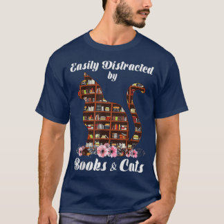 Enkelt fördelat på Bokar och katter, katt Lover Bo T Shirt