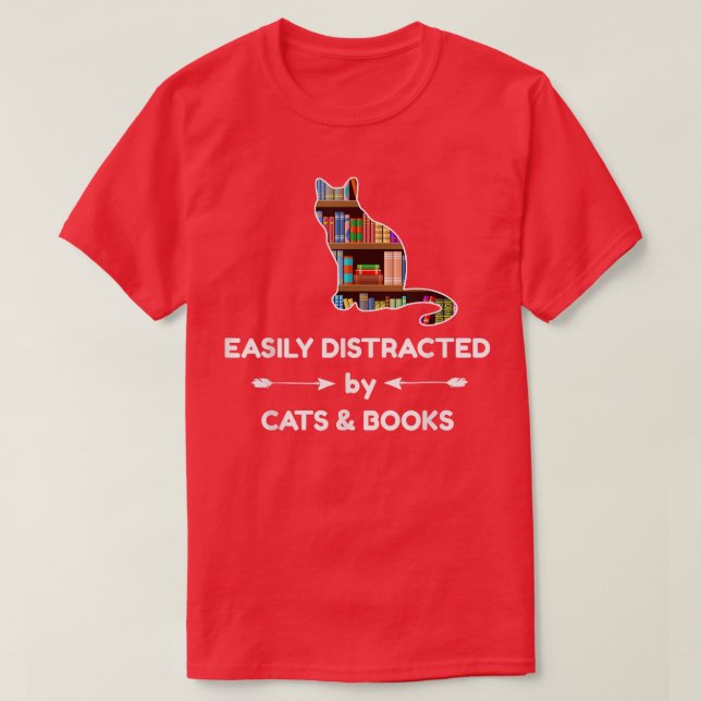 Enkelt fördelat på katter och Bokar  T Shirt (Design framsida)