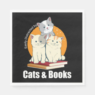 Enkelt fördelat på katter och Bokar T-Shirt Pappersservett