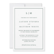 Enkelt Forest Grönt Monogram Elegant bröllop