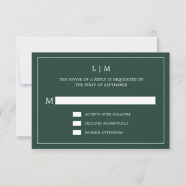 Enkelt Forest Grönt Monogram Elegant bröllop OSA Kort