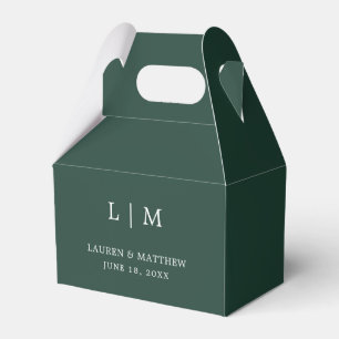 Enkelt Forest Grönt Monogram Elegant bröllop Presentaskar
