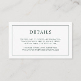 Enkelt Forest Grönt Monogram Elegant bröllop Tilläggskort