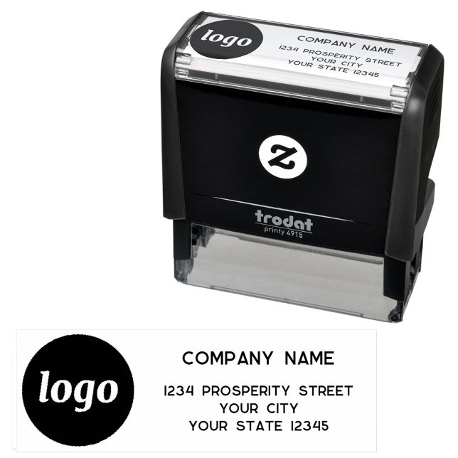 Enkelt Företag För Returadress Självfärgande Stämpel (Simple logo with text business company return address self inking stamp)