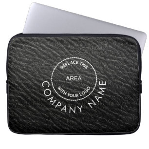 Enkelt företag Logotyp Namn Black Faux Leather Eff Laptop Fodral