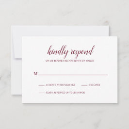Enkelt Formal Burgundy Elegant bröllop OSA Kort