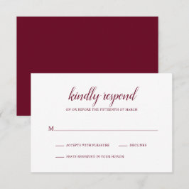 Enkelt Formal Burgundy Elegant bröllop OSA Kort