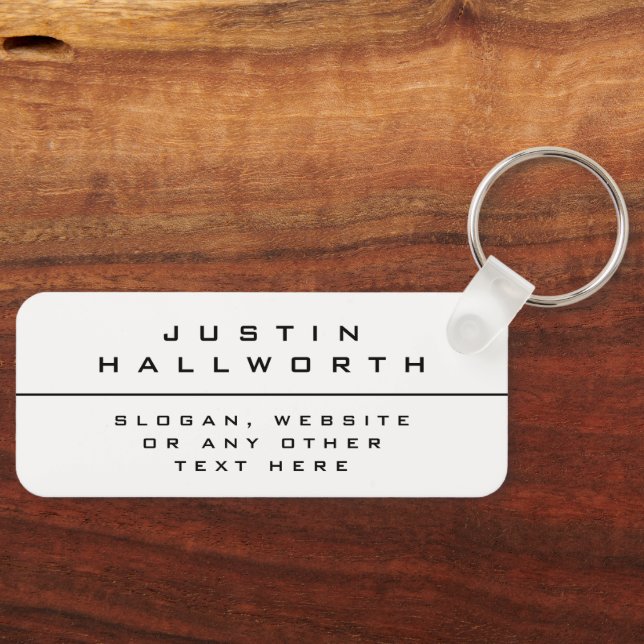 Enkelt formaterad svart och vit nyckelring (Framsida)