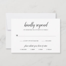 Enkelt Forme Black and White Meal Elegant bröllop OSA Kort