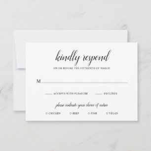 Enkelt Forme Black and White Meal Elegant bröllop OSA Kort