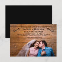 Enkelt foto - 3 x 5 bröllopsinbjudan