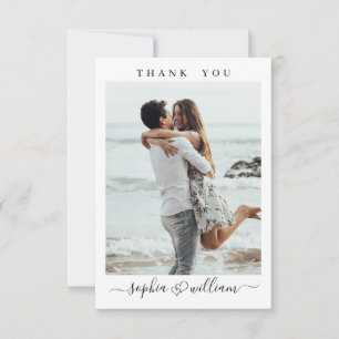 Enkelt foto av Elegant bröllop Heart Tack Kort