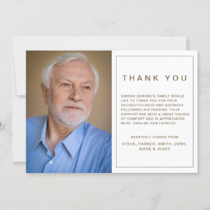 Enkelt foto av Guld memorial Funeral Sympathy Tack Kort