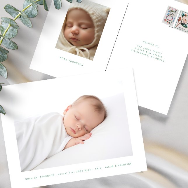 enkelt foto-baby-födelsemeddelande vykort (Skapare uppladdad)