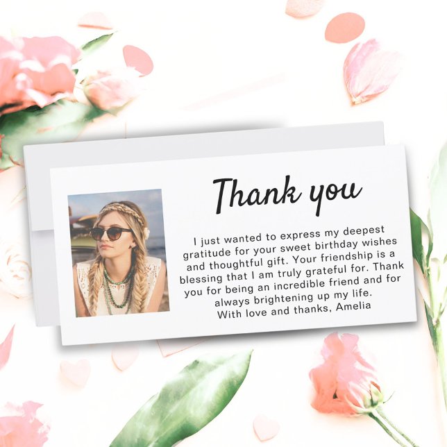 Enkelt foto-födelsedag tack kort (Skapare uppladdad)