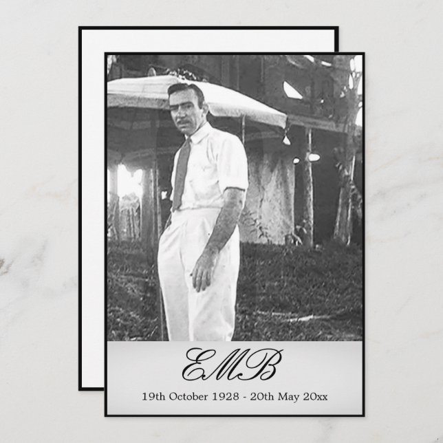 Enkelt foto för funktionellt minnesmärke inbjudningar (Fram/baksida)